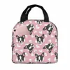 sacs à lunch pour hommes femmes bulldog chien thermique refroidisseur portable animal bac à main oxford sacs à main k9yt #