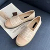 Chaussures décontractées à carreaux rond Slip sur des mocassins de paille Designer de corde printemps tweed célèbres femmes Espadrilles Plaid Flats Celebrity