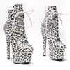 Dance Shoes Leecabe Shinny Leopard Upper Platform 17CM/7inches Pole Dancing High Heel Boots