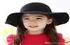 Automne hiver chaud enfants garçons filles vintage largeur brim cape douce laine douce feuille bowknot bowler enfant flou