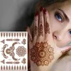 Henna tatuering brun mehndi klistermärken för hand tillfälliga tatueringar kroppskonst tatoo vattentäta kvinnor falska hena design 240423