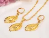 14 K Solid Gold GF Necklace Earring Set Women Party Gift Big Leaf Set Daily Wear Mother Gift Diy Charms Girls Fine Jewelry6037819