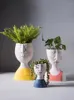 Wazony 1PCS ludzka głowa wazon kwiatowy doniczka lalka kształt rzeźby żywica