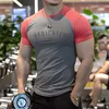 Mens T-shirt Summer Gymmuskler Skjorta Högkvalitativa Street Training Tees för Mens Workout Fitness Sport Clothing Overized Tops 240416