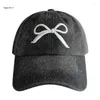 Ball Caps Girl Baseball Bordado de Bowknot Duckbill Hat Teen Outdoor Sunproof J78E