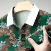 Camicie casual maschile Stampa di seta ghiacciata di alta qualità 2024 Fiori di moda estiva stampata top corta abito cool liscio