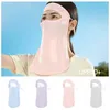 Scarves UPF50 Silk Mask Breathable UV Protection Solid Color Neck Wrap Cover Hanging Ears Face Shield Driving