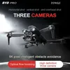 DRONES S19 PRO DRONE Professional 8K Dual Camera Optical Flow Electric Justering Hinder Undvikande Aerial Photography Aircraft Drone 240416