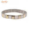 Charm Bracelets Hapiship Top Latest Trend Among Western 9mm 18cm Women Men's Elastic Stainless Steel Cool Gold Bracelet Bangle MY07