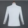 Men's Suits White Wedding Groom Pants Men Slim Fit One Button Sequin Embroidery Tuxedo Suit Peak Lapel Stage Costume Traje Hombre