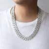 Hip Hop Men Luxo Cadeia Cuba de 20 mm Largura baguete 3Rows Moissanite Miami Colar