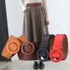 Waist Chain Belts Womens Belt Round Buckle PU Leather Fashion Accesories Waistband Brown Blue Red Khaki Waist Belts for WomenL240416