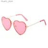 Lunettes de soleil Loous Lunettes de soleil en forme de coeur Metal Femmes Brand Designer Fashion Loues d'océan Clean sans bord