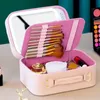LED Lighted Makeup Case LargeCapacity with Mirror Waterproof PU Leather Divided Storage Organizer 240416
