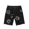 Shorts Men Designer Short Damen Shorts Motorcycle Biker Jeans Rock Revival Black White Flower Short Pants Skinny Slim Ripped Hole Mens Denim Clothes