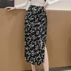 スカート気質印刷夏の婦人服タイアップウエストスリムフィットファッション汎用性の高いミッドレングススリットラップヒップスカート