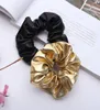 PU Hair Scrunchies Black Gold Scrunchie Women Elastic Hair Bands Girl Headwear Rubber Ponytail Holder Hair Accessories8704118