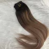 Ombre in uitbreidingen 2/6/18 Balayage Slik rechte maagdelijke Braziliaanse echte clip op menselijke haaruitbreiding 120G