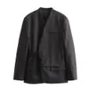 UNIZERA2023 Winter Womens Casual Lose Cohrered Kimono -Anzug Mantel hohe Taille Panel Hosen Mode Set 240402