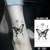 Wasserdichte temporäre Tattoo Aufkleber schwarzer Schmetterling Rosenübertragung Tatoo Frauen sexy Hals Hand Brust Körper Kunst gefälschte Tattoos 240408