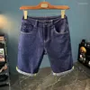 Мужские джинсы 2024summer Основной цвет вымытые джинсовые шорты модные печатные темно -синие бермудские острова Бермудские острова