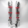 Dansschoenen Leecabe 20 cm/8inch zilver met rode patent Fashion Trend Pool Dancing High Heel Platform Boots