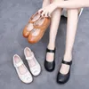 Chaussures décontractées gktinoo authentique cuir dames appartements d'été femme plus taille mocts creux creux orteil de confort doux sandales