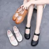 Casual Shoes GKTINOO Genuine Leather Ladies Flats Summer Woman Plus Size Loafers Hollow Round Toe Soft Comfort Sandals Female