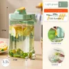 Water Bottles 3.5L Cold Kettle With Faucet In Fridge Bubble Bottle Fruit Tea Bucket Large Capacity Beverage