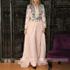 Blush marokańska różowa sukienka Kaftan sukienki spodni apatyczki Prom Algeryjska celebrytka impreza formalna suknie długie rękawy islamskie muzułmańskie kobiety specjalne zużycie