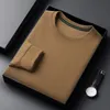 Camiseta do pescoço redondo de waffle casual masculino respirável confortável e moda de manga longa 240411