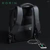 Backpack Korin Design Hipack Hidden Anti-Diebstahl Männer USB-Ladung für 15,6-Zoll-Laptop wasserdichte Studentenschule 2024