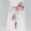 Cinturones 1pcs chifón nudo de flores grandes cinturón delgado con borla larga vestido dulce elegante cintura hecha a mano mujer fina
