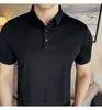 Męskie polo wysokie elastyczne letnie czarne koszule polo dla mężczyzn jakość nie oznaczająca klej z krótkim rękawem męskie koszulka swobodna koszulka Slim Fit Drape