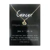 Collares colgantes 12 CONSTELACIÓN CLODIA DE CLODIACO Horóscopo Circón Joyas de acero inoxidable Galaxy Libra Astrología Regalo con Reta Otgpy