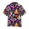 Camicie casual da uomo Summer Shirt hawaiaian bavaglio manica corta Modella di funghi colorati Modello di stampa 3D Trend Tenda vestiti