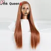 Hårstycke 13 4 Syntetiskt hår Front Spets Wig Glueless värmebeständigt Fiber Hair Natural Hairfe Free Parting Women Long rak Korean High