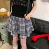 DeepTown Plaid Spódnica Kobiety mini japoński w stylu japoński warstwowe krótkie spódnice urocze streetwear vintage harajuku preppy 240416