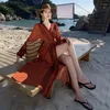 Повседневные платья винтажные шифон для женщин Boho Beach с длинным рукавом v Sece Женское платье Polk Dot Mesh High Taistos vestidos Drop