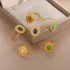 Anillos de clúster arroz arroz grano luna lunar joyería de acero inoxidable de acero oval de color oro anillo adecuado para mujeres moda