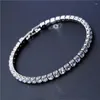 Bracelets de charme 4 mm Cubic Zirconia Bracelet Bracelet Iced Out Chain pour femmes hommes Silver Color CZ Homme bijoux