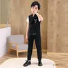 Anzüge Kinder formeller Hochzeitsanzug Kinder Weste Pants Party Foto Set Teenager Jungen Tuxedo Party Kleid Kinder Tanz Show Kostüm Kostüm