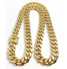 Stainless Steel Jewelry 18K Gold Plated High Polished Miami Cuban Link Necklace Men Punk 14mm Curb Chain DragonBeard Clasp 24quo3148755