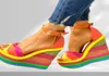 Sandalen elegante ins regenboog kleurrijke 2022 zomer wiggen feestplatform extreme hoge hakken schoenen vrouw plus maat 432425417