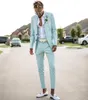 Modest Mint Green Mens Suits Slim Fit Two Peques Beach Groomsmen Wedding Tuxedos para homens Acelerado com lapela formal de baile