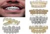 18K Real Gold Punk Hiphop Cubic Zircon Vampire Dents Fang Grillz Dental Mouth Grils