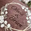 Party Supplies Customized Groom And Bride Name Date Wedding Sign-in Guest Book Wooden Craft