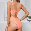 Women's Swimwear 2024 Solid Color Nylon Sexy Swimsuit Bikini Women