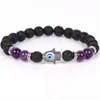 Stron Natural Stone Fatima Bracelet à main Tiger Eye Amethystes Agates Perles d'espaceur Cadeau de bijoux pour hommes Femmes Corde élastique 8 mm