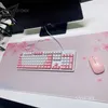 Muskuddar handled vilar rosa körsbärsblomningar hastighet lås kant stor naturlig gummi mus dynan vattentät spel skrivbord musepad tangentbord matta för damer
